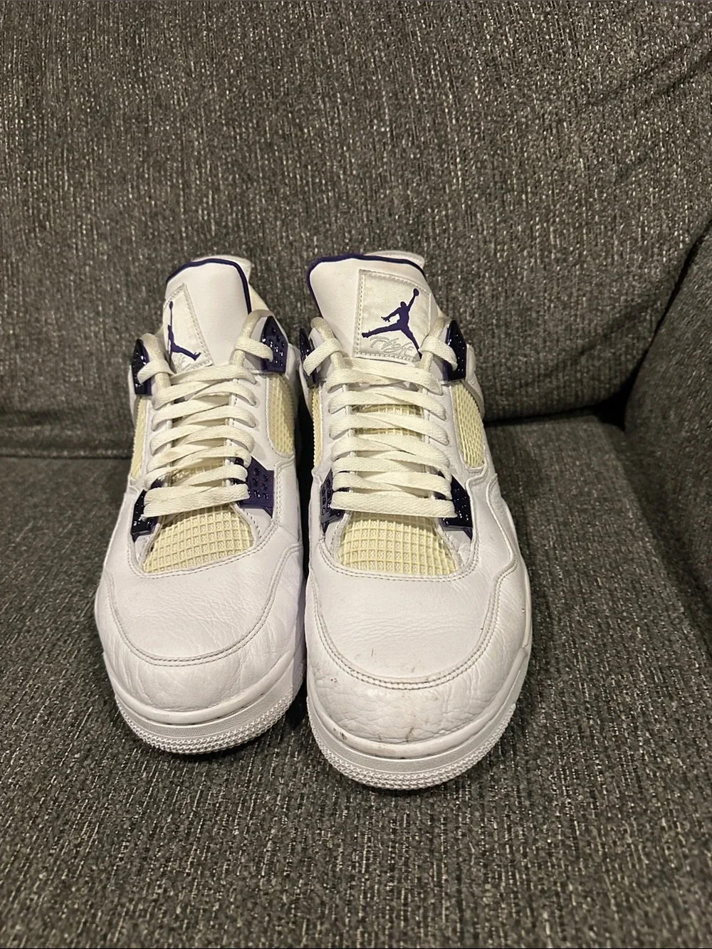 Jordan Men’s White and Purple Retro Sneakers